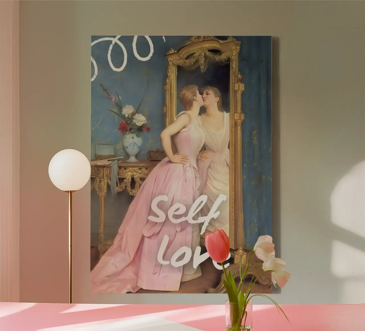 "Riflessione sull'amore di sé" - Remix classico, arte pop, empowerment tela da NorwesClub