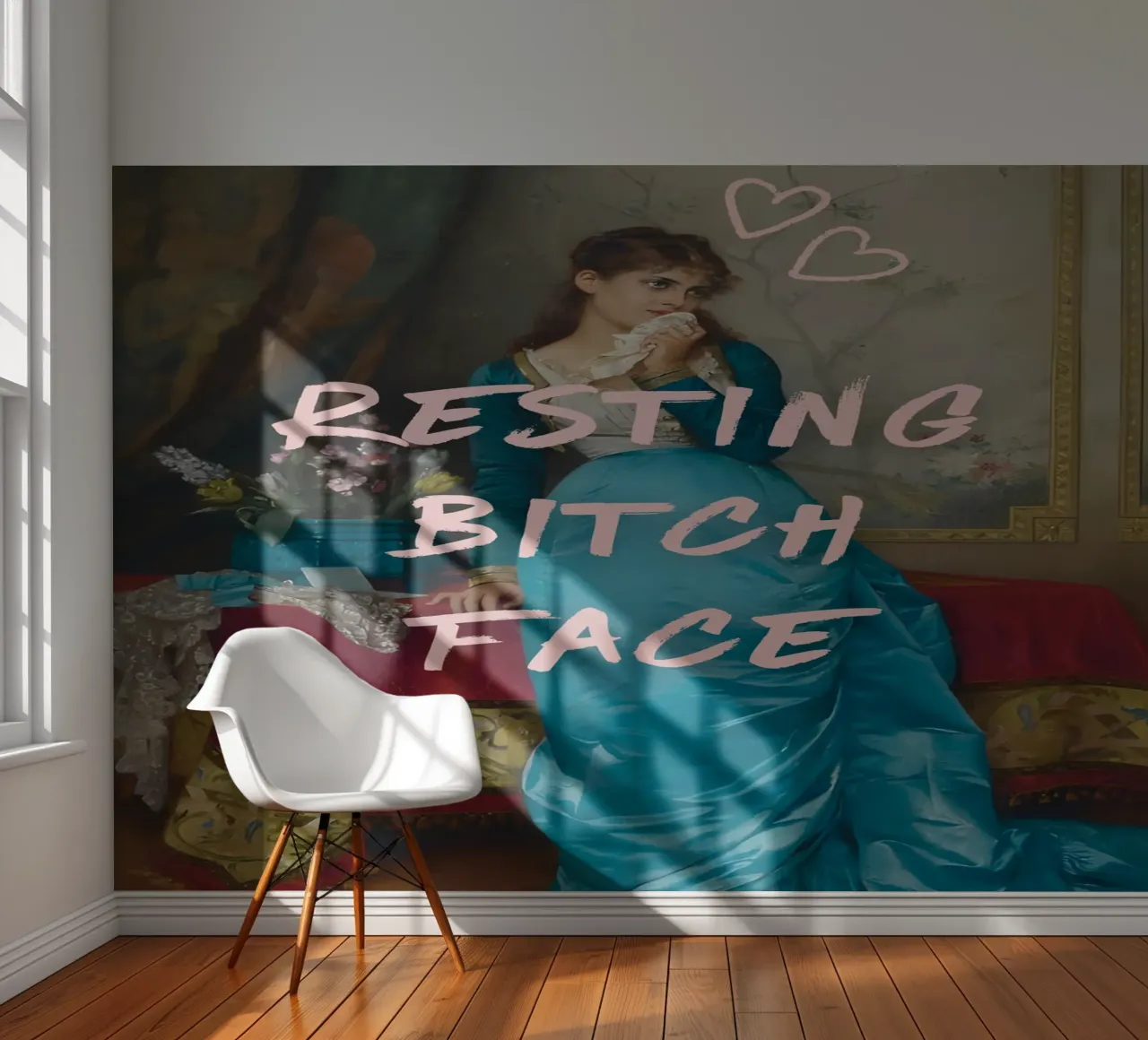 "Resting Bitch Face" - Pop-art, Klassieke remix, humoristisch, Tre fotobehang van NorwesClub