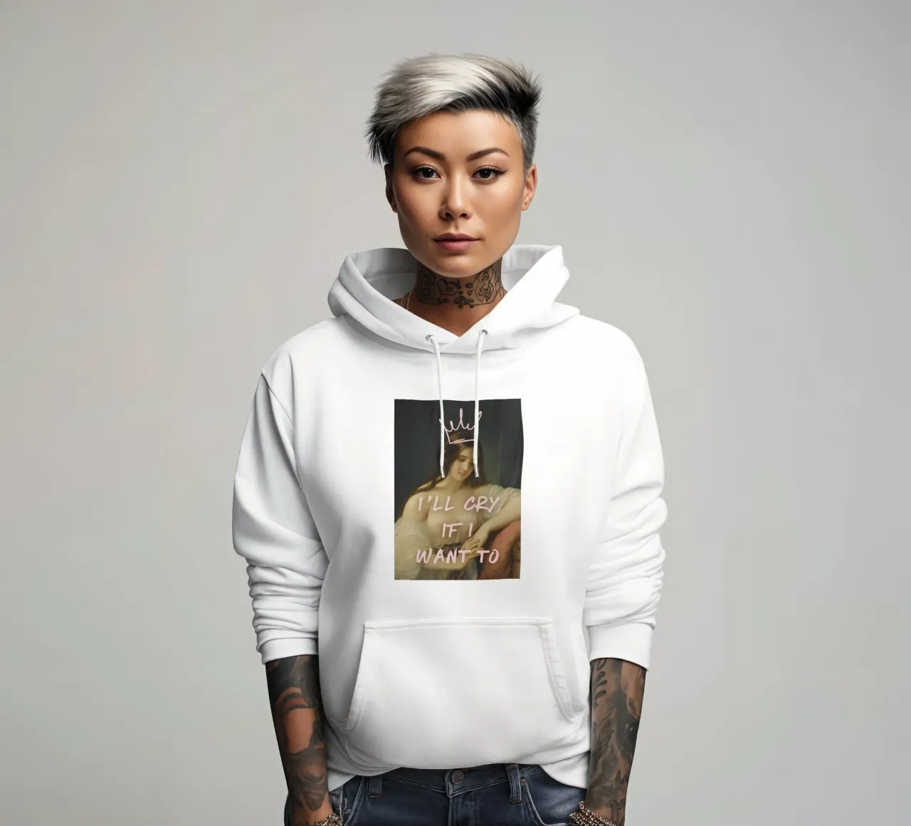 "Piango se voglio" - Pop Art, Remix classico, Empowermen felpa con cappuccio da NorwesClub