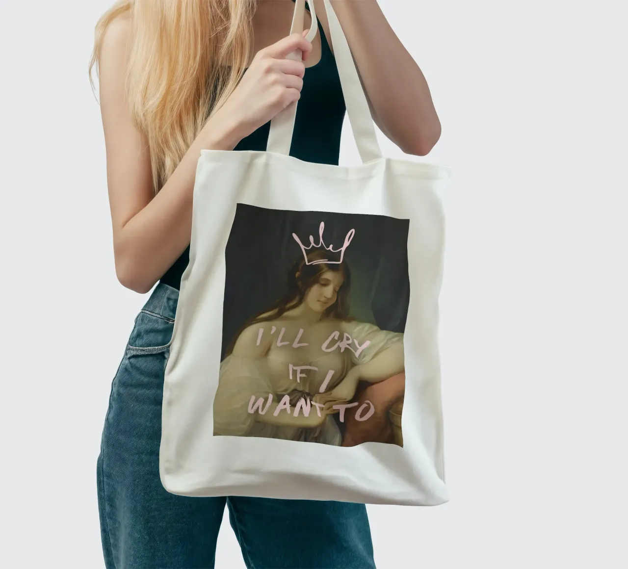 "Piango se voglio" - Pop Art, Remix classico, Empowermen borsa in juta da NorwesClub