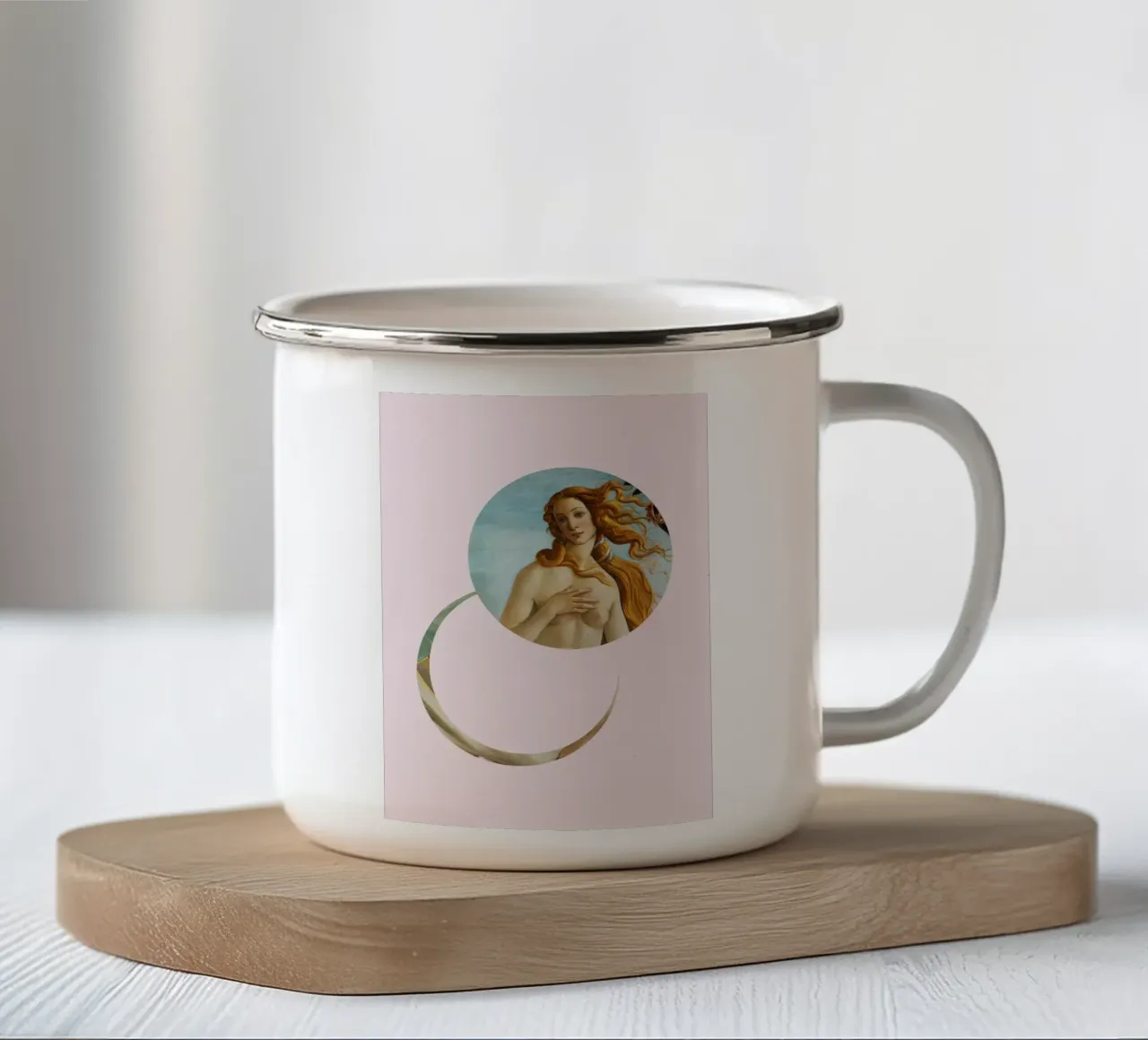 "Venus Reborn" - Botticelli Remix, Minimalista, Dea, Rosa tazza in smalto da NorwesClub
