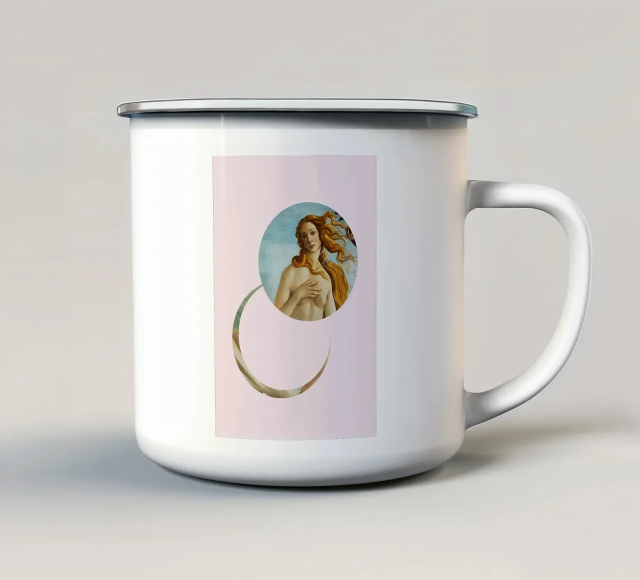 "Venus Reborn" - Botticelli Remix, Minimalista, Dea, Rosa tazza in smalto da NorwesClub