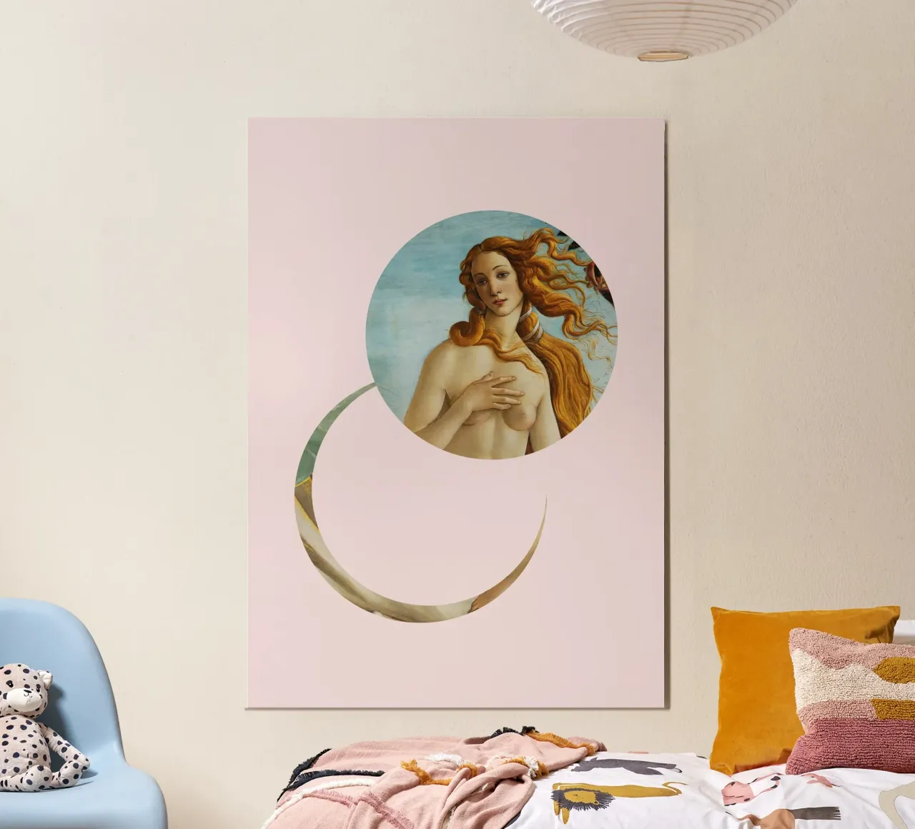 "Venus Reborn" - Botticelli Remix, Minimalista, Dea, Rosa carta hahnemühle da NorwesClub