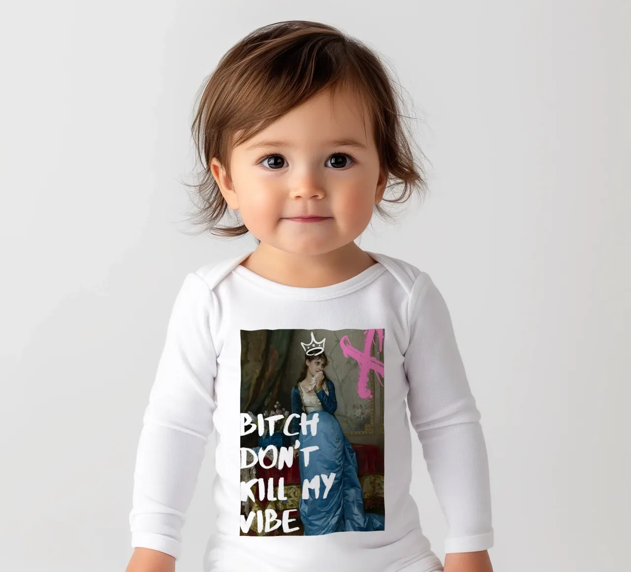 "Don't Kill My Vibe" - Pop Art, Remix classico, Empowerment, body neonato maniche lunghe da NorwesClub