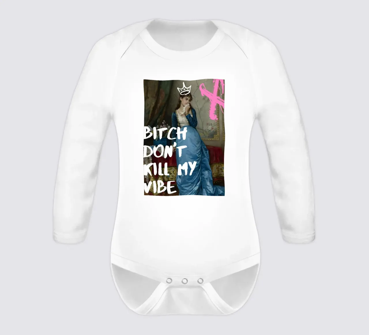 "Don't Kill My Vibe" - Pop Art, Remix classico, Empowerment, body neonato maniche lunghe da NorwesClub
