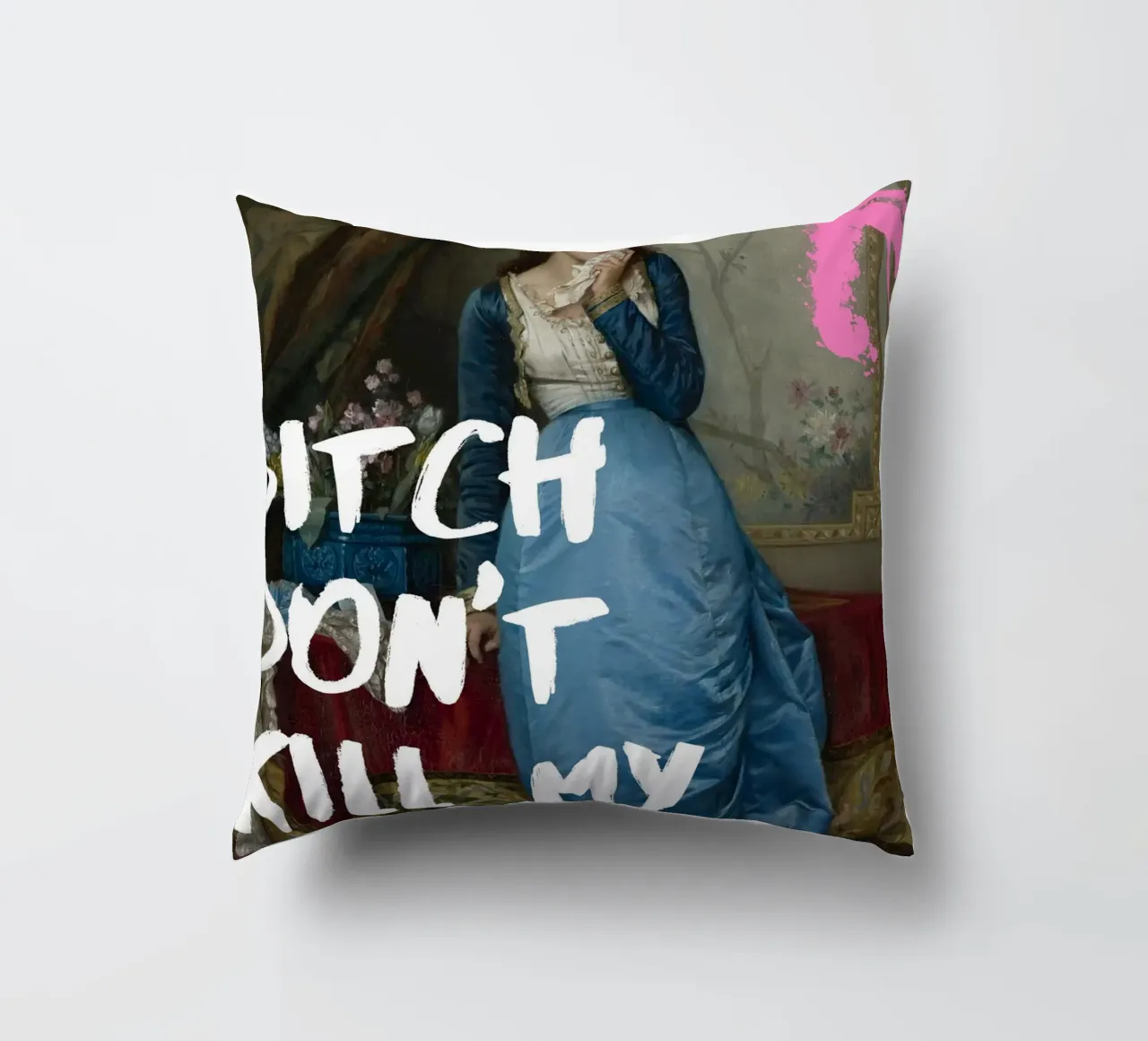"Don't Kill My Vibe" - Pop Art, Remix classico, Empowerment, cuscino da NorwesClub