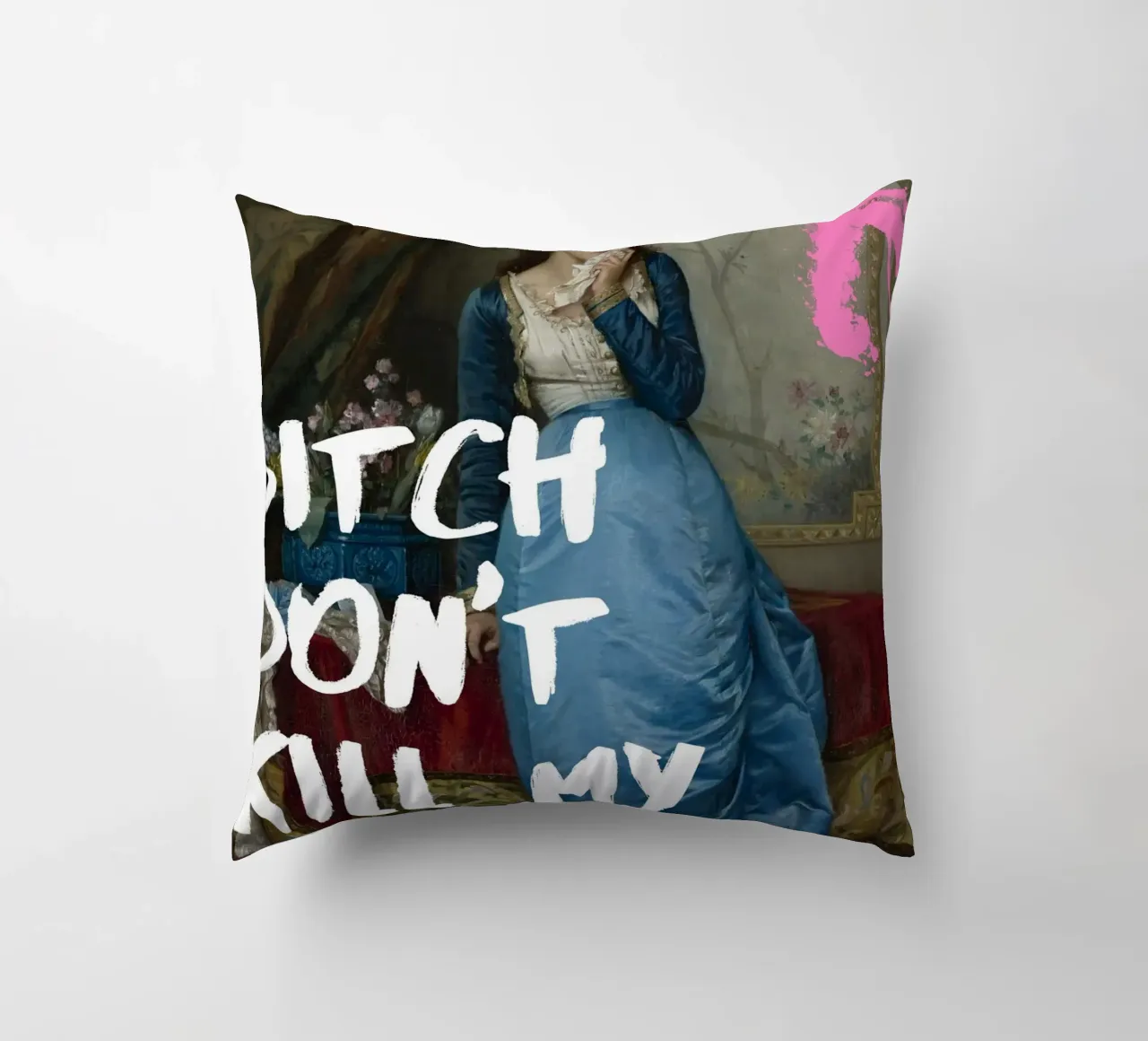 "Don't Kill My Vibe" - Pop Art, Remix classico, Empowerment, cuscino da NorwesClub