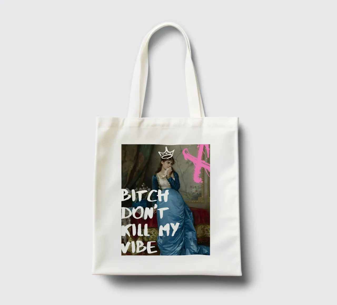 "Don't Kill My Vibe" - Pop Art, Remix classico, Empowerment, borsa in juta da NorwesClub