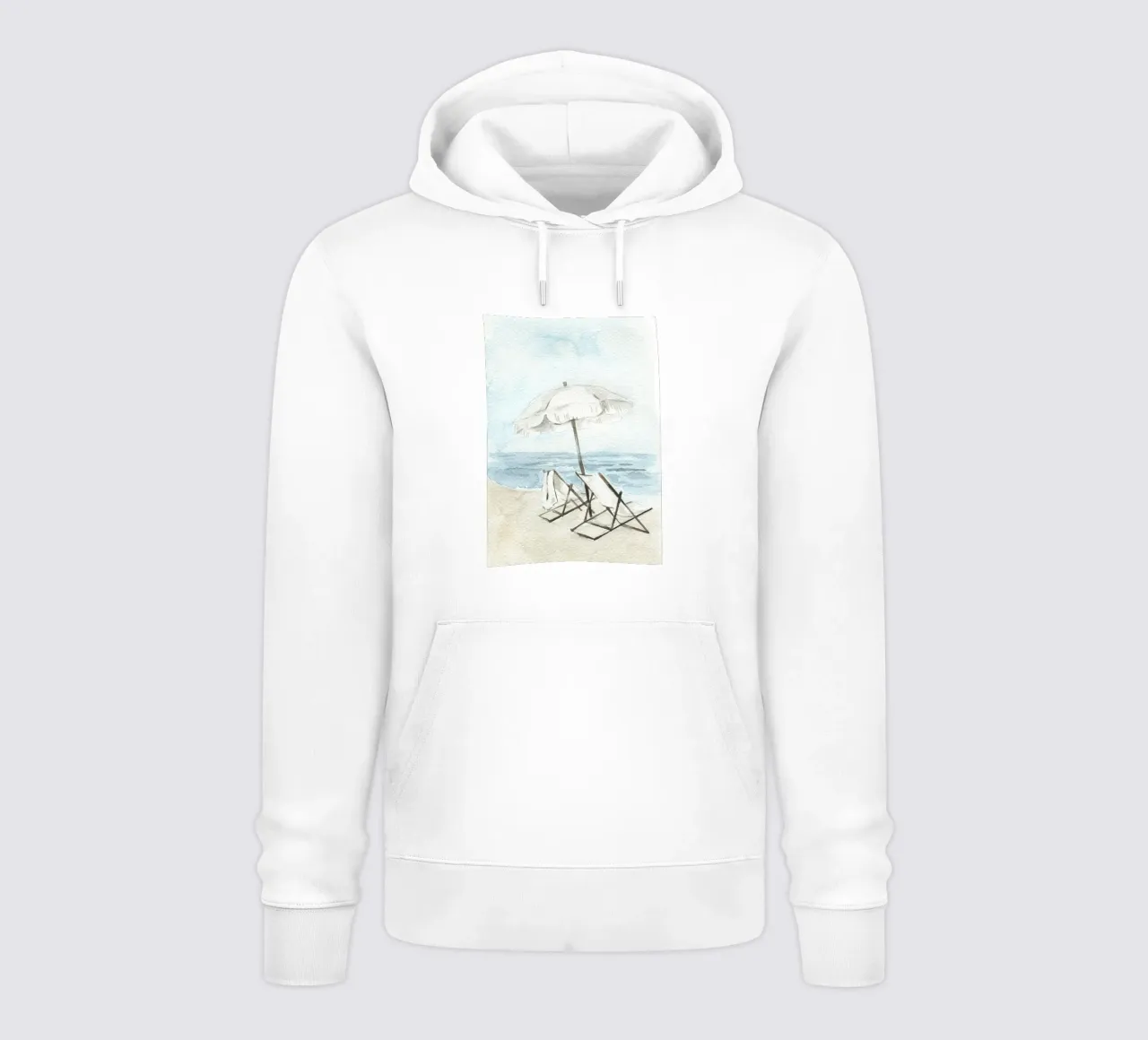 Coastal Chic Watercolor - Beach Chairs & Umbrella Serenity hoodie by NorwesClub