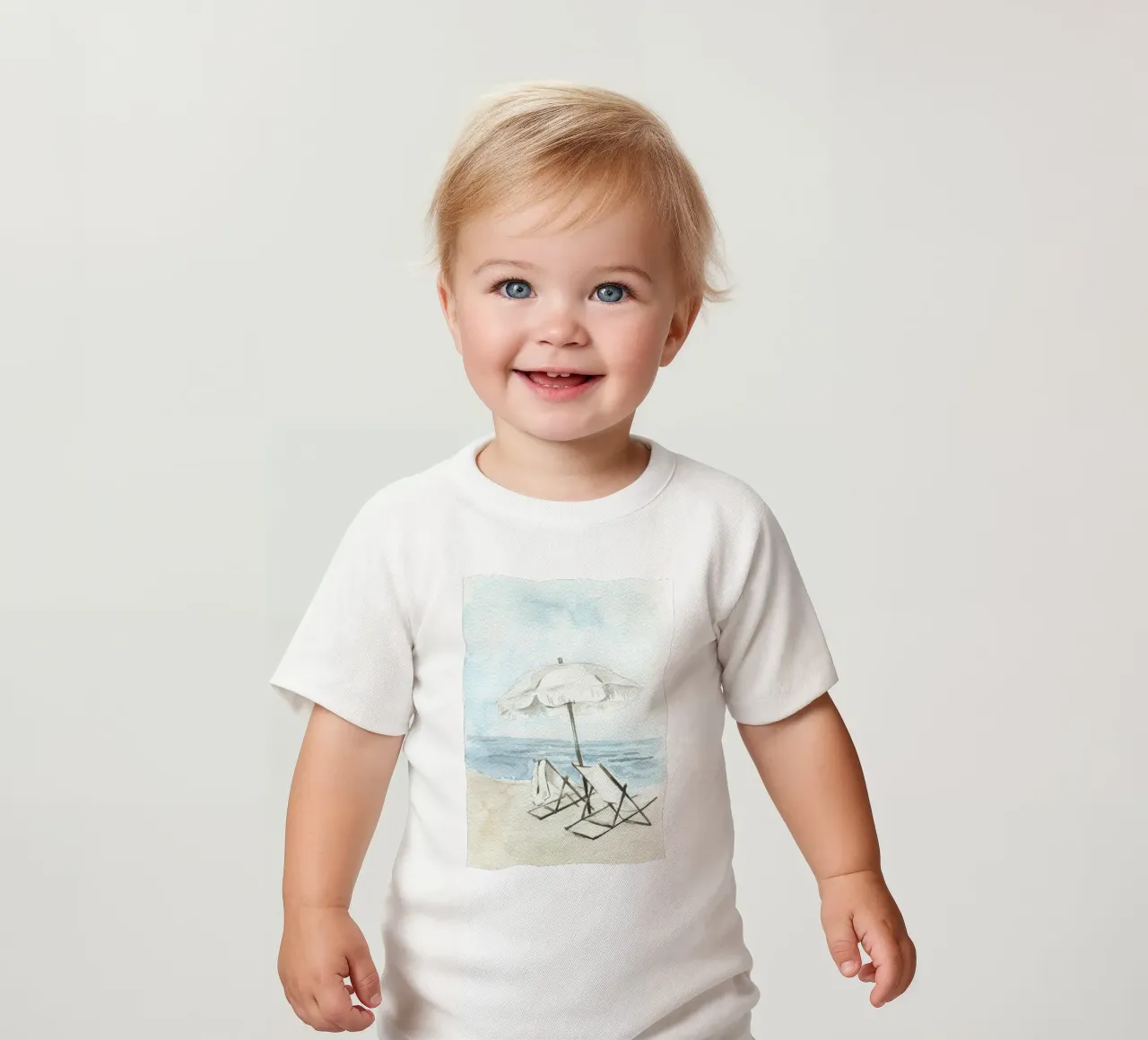 Acquerello Coastal Chic - Sedie e ombrellone da spiaggia Serenity maglietta neonato da NorwesClub