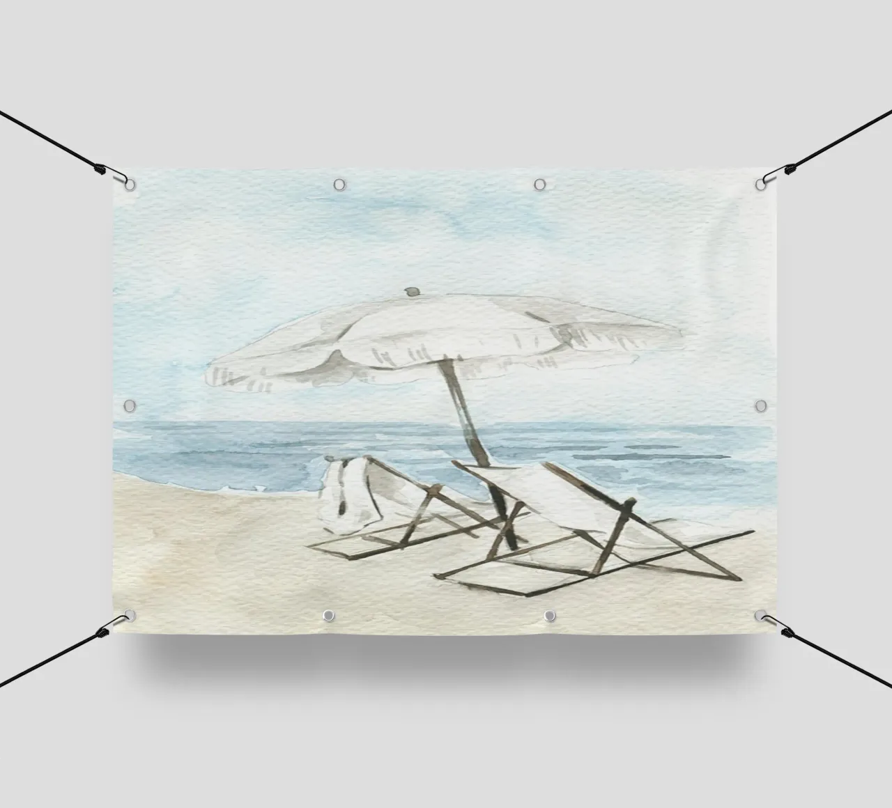 Acquerello Coastal Chic - Sedie e ombrellone da spiaggia Serenity telo in pvc da NorwesClub