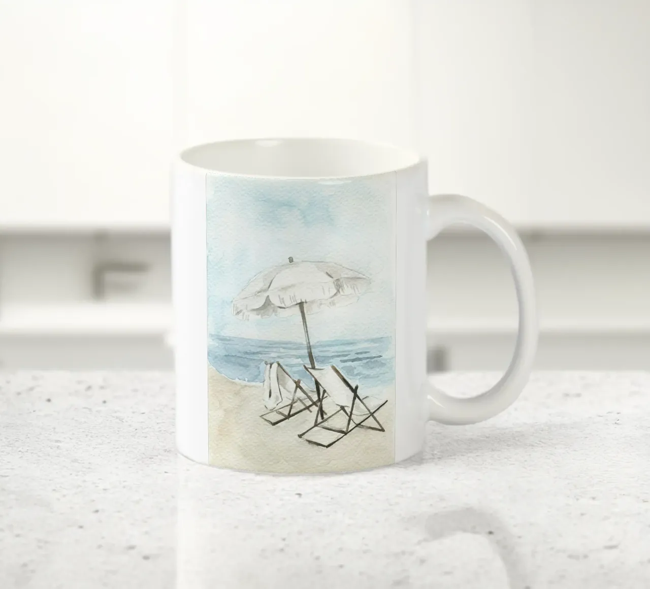 Acquerello Coastal Chic - Sedie e ombrellone da spiaggia Serenity tazza in ceramica da NorwesClub