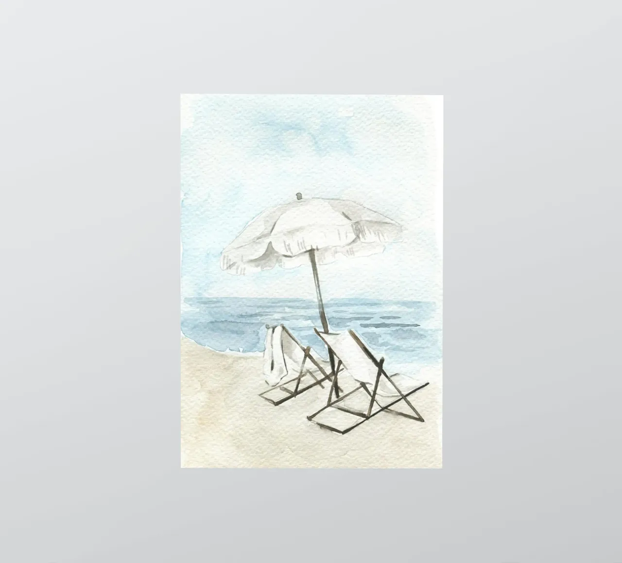 Coastal Chic Watercolor - Beach Chairs & Umbrella Serenity sticker by NorwesClub