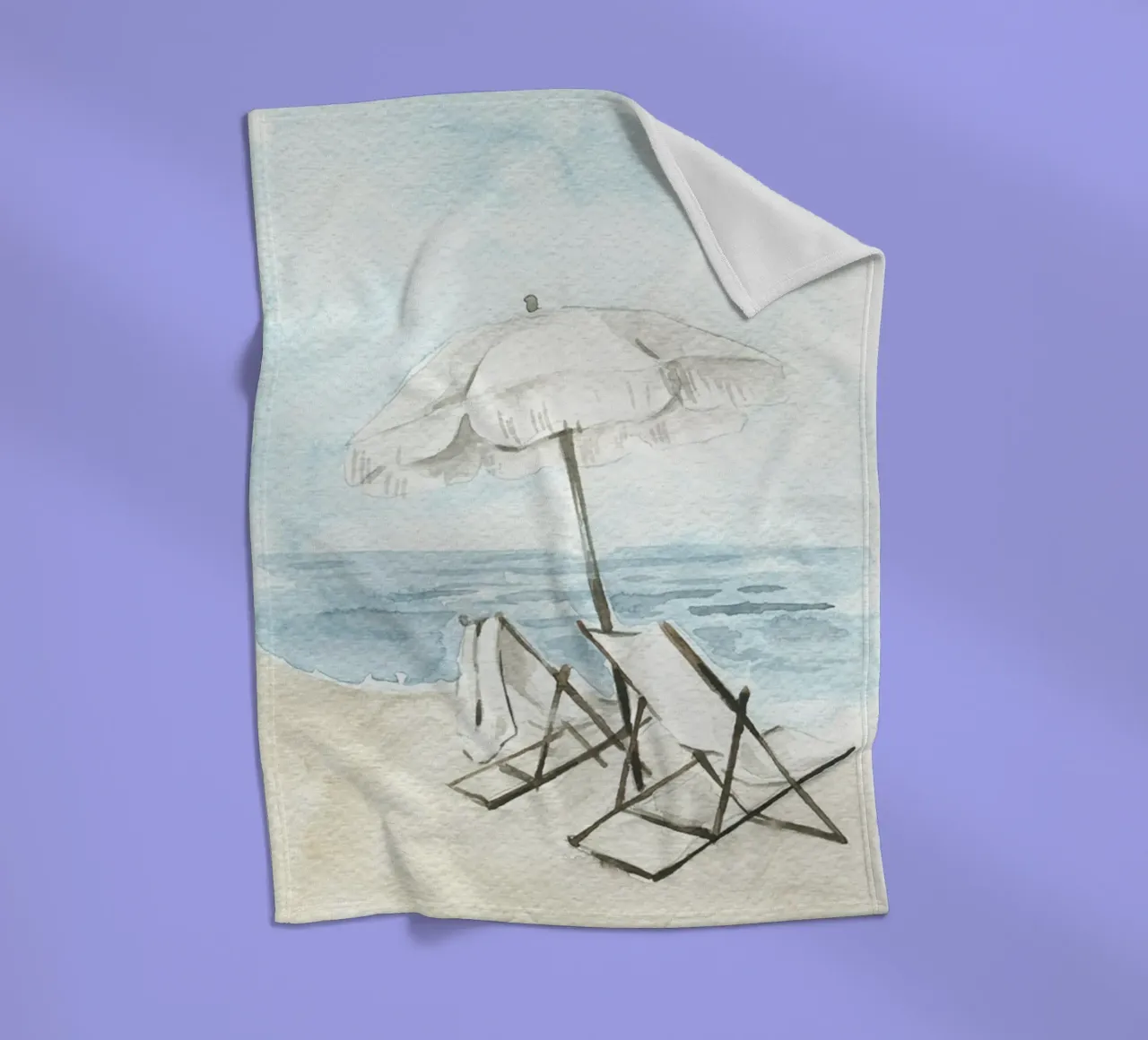 Acquerello Coastal Chic - Sedie e ombrellone da spiaggia Serenity coperta in pile da NorwesClub