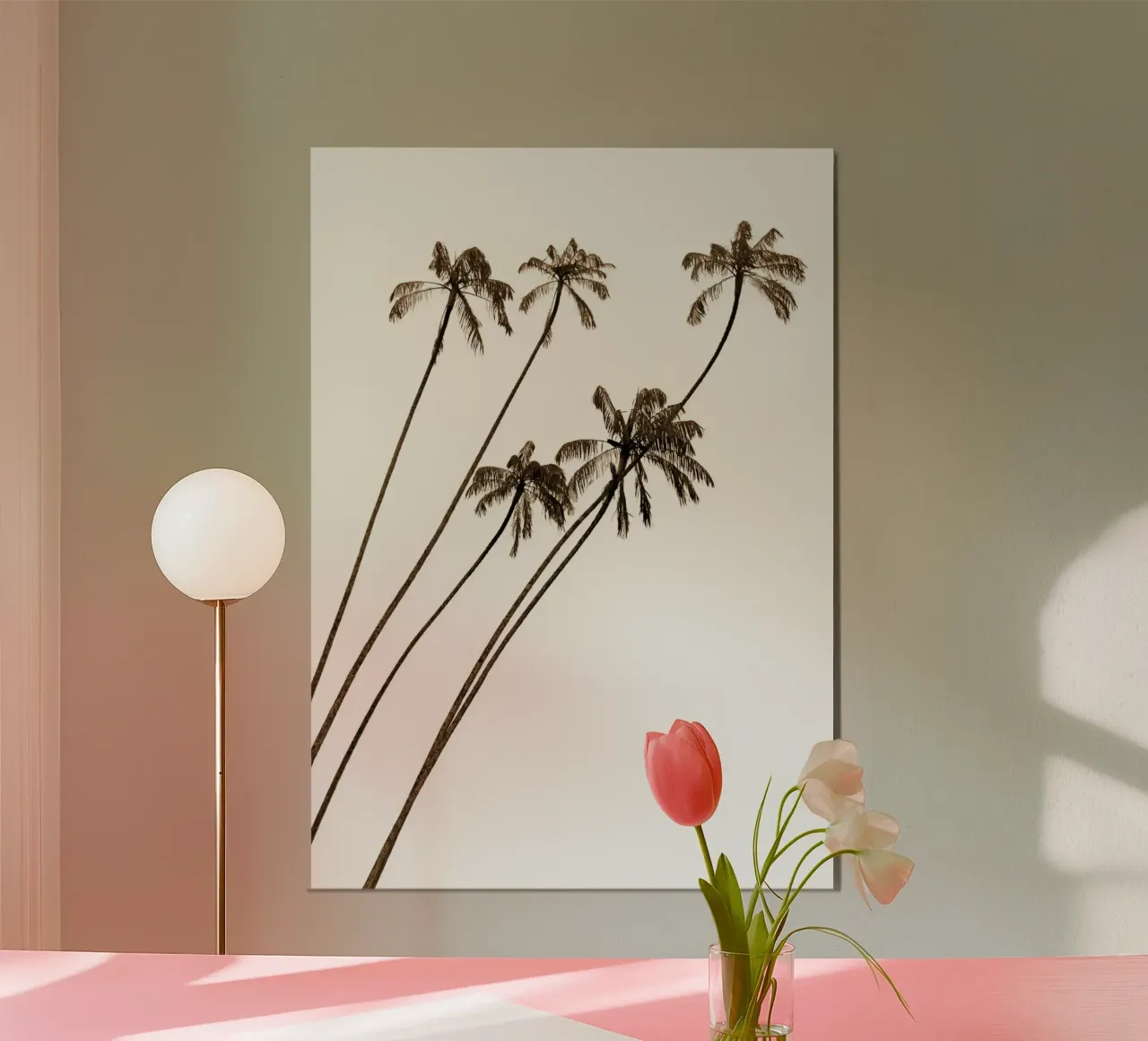 Palme minimaliste - Serenità tropicale astratta poster con telaio in legno da NorwesClub
