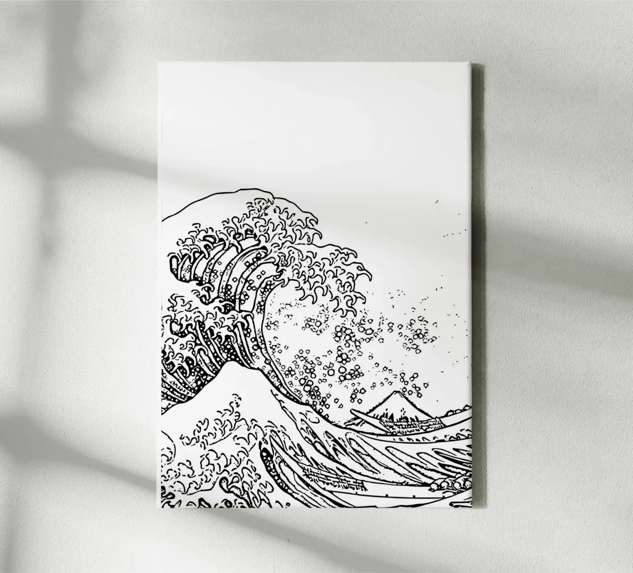 Hokusai's Great Wave - Japanese Ukiyo-e Line Art canvas by NorwesClub