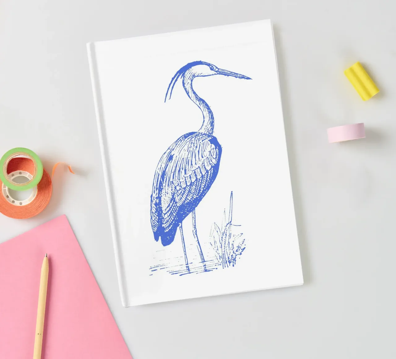 Serene Blue Heron - Coastal Bird Line Art Print notebook by NorwesClub