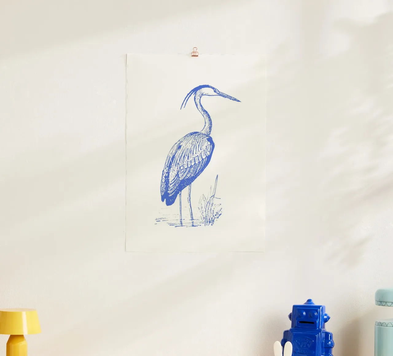Garza azul serena - Coastal Bird Line Art Print poster de NorwesClub