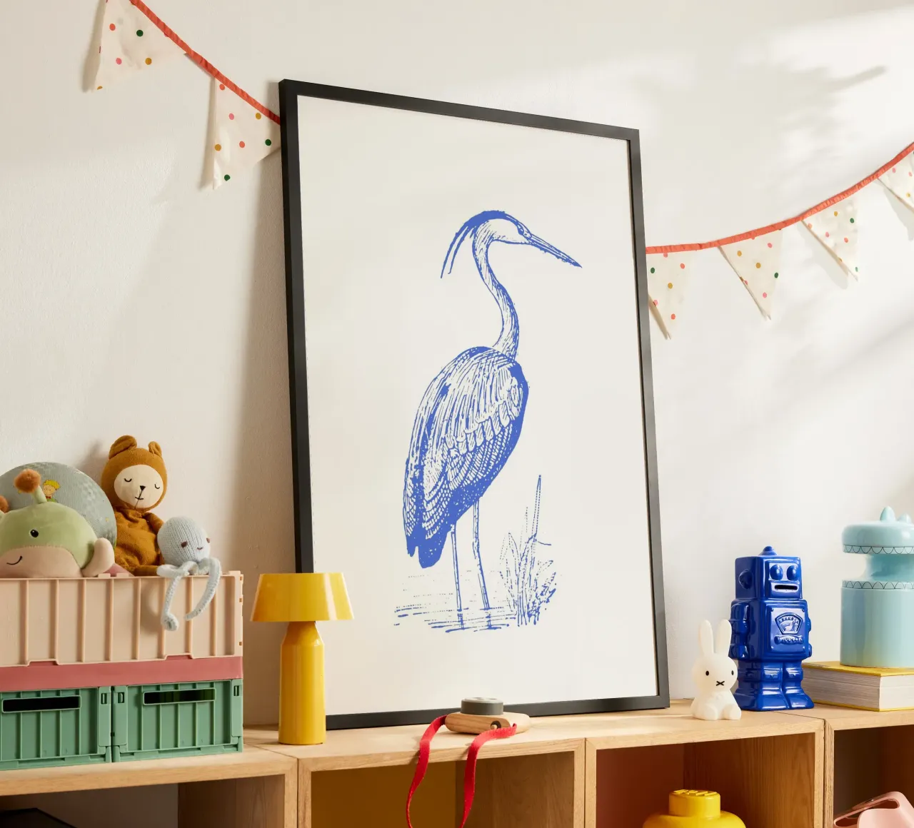 Garza azul serena - Coastal Bird Line Art Print poster de NorwesClub