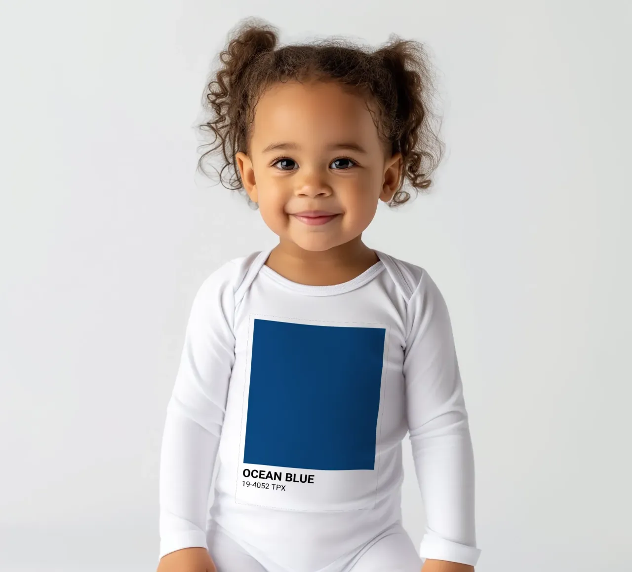 Classic Ocean Blue - Pantone Color Aesthetic Print long-sleeve baby romper by NorwesClub
