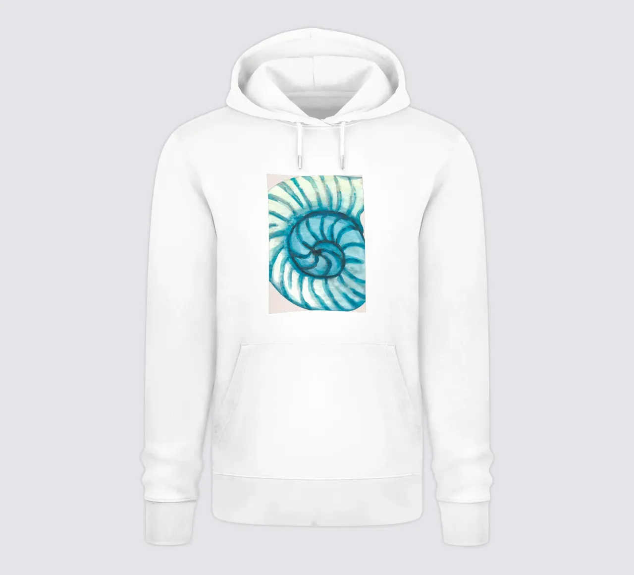Concha Nautilus Abstracta - Acuarela Costera Espiral sudadera con capucha de NorwesClub