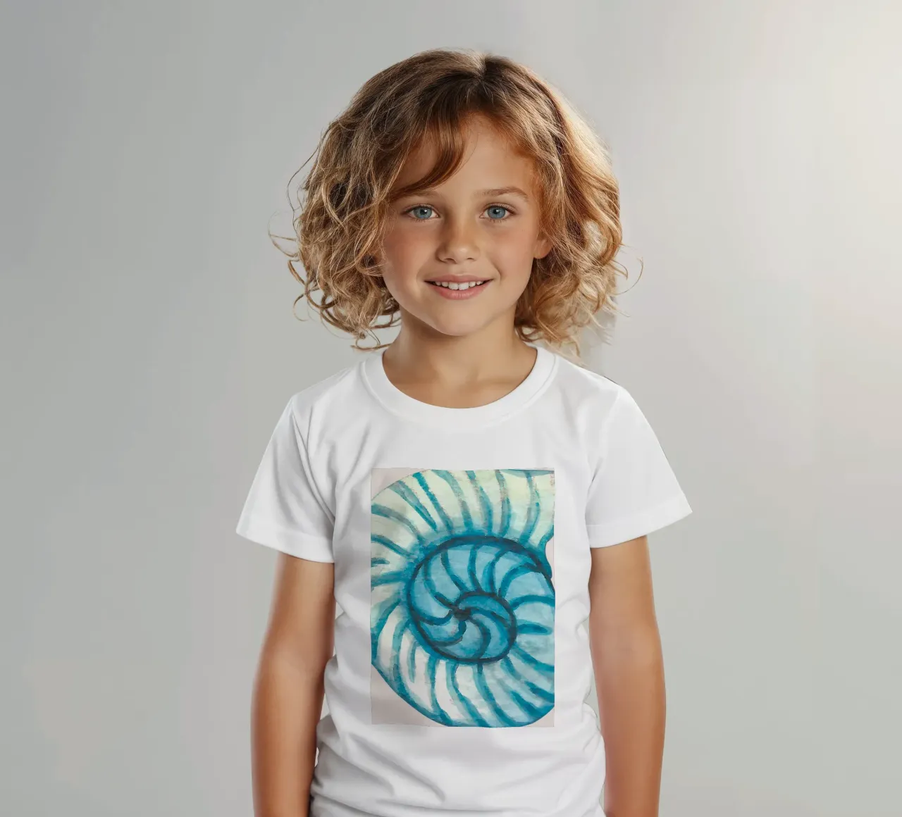 Abstract Nautilus Shell - Coastal Watercolor Spiral kids t-shirt by NorwesClub