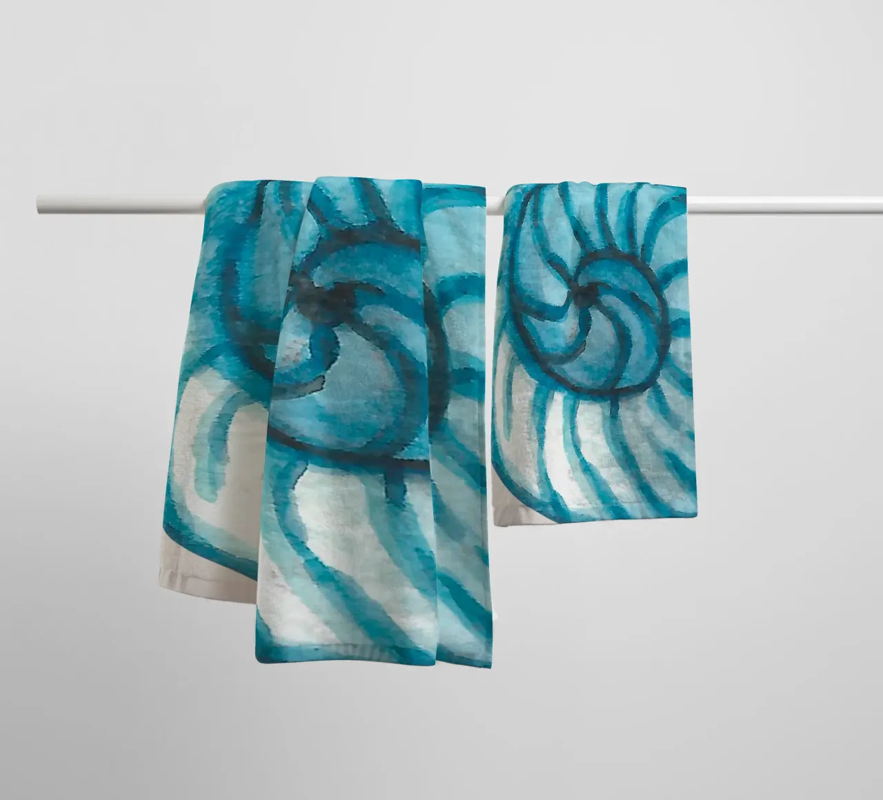 Abstract Nautilus Shell - Coastal Watercolor Spiral towel by NorwesClub