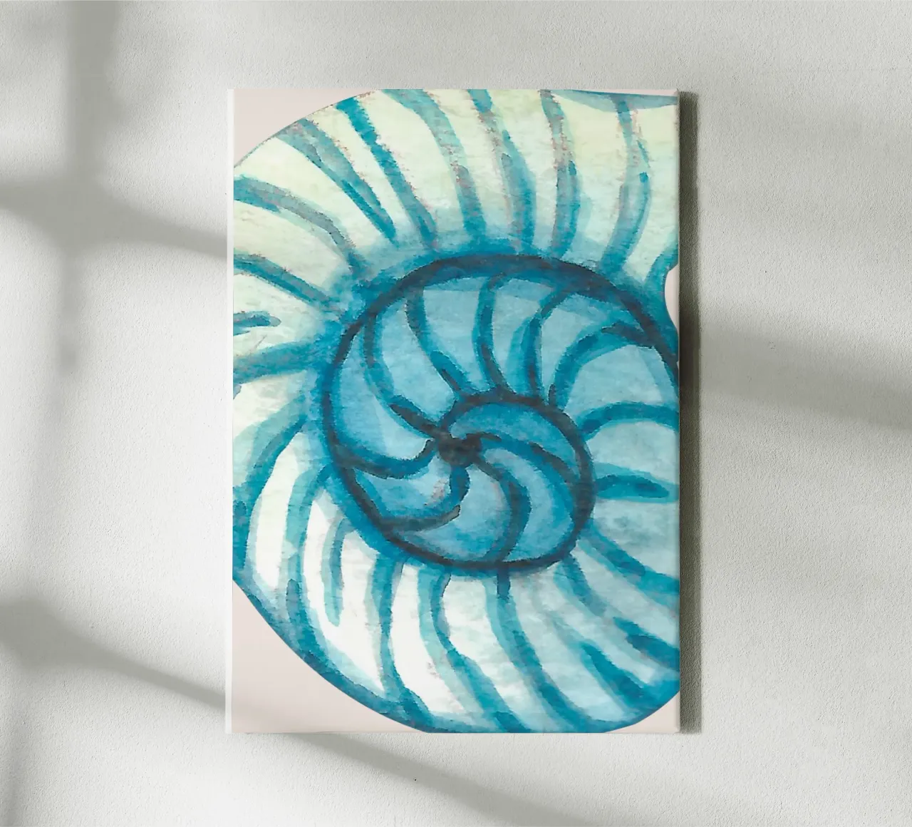 Abstracte Nautilusschelp - Kustwaterverf Spiraal canvas van NorwesClub