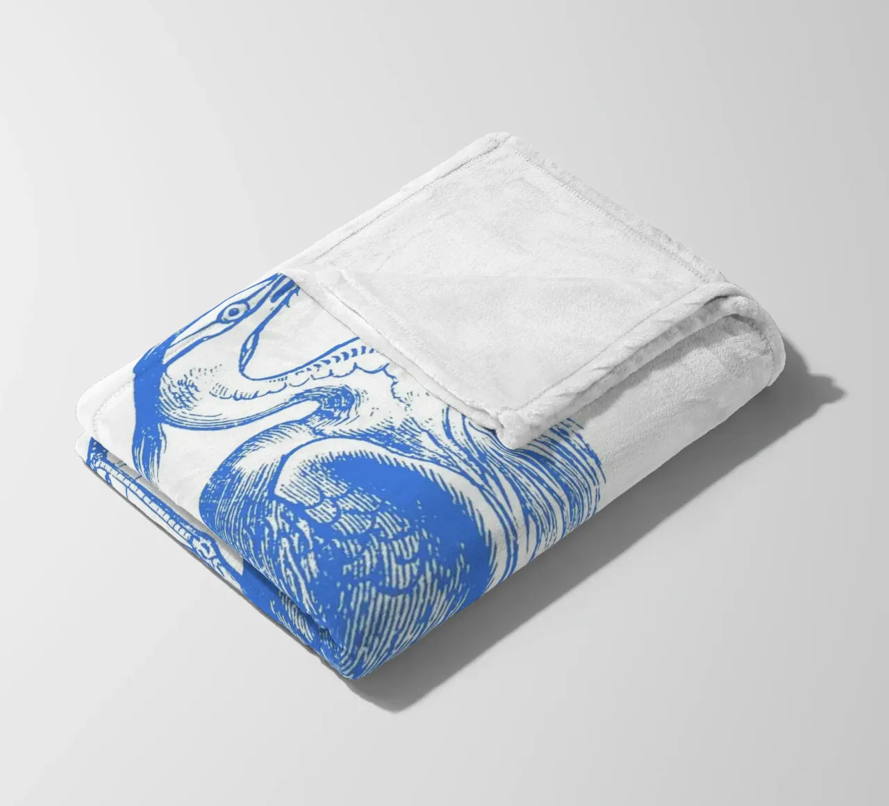 Elegant Blue Heron - Coastal Wildlife Etching Art fleece blanket by NorwesClub
