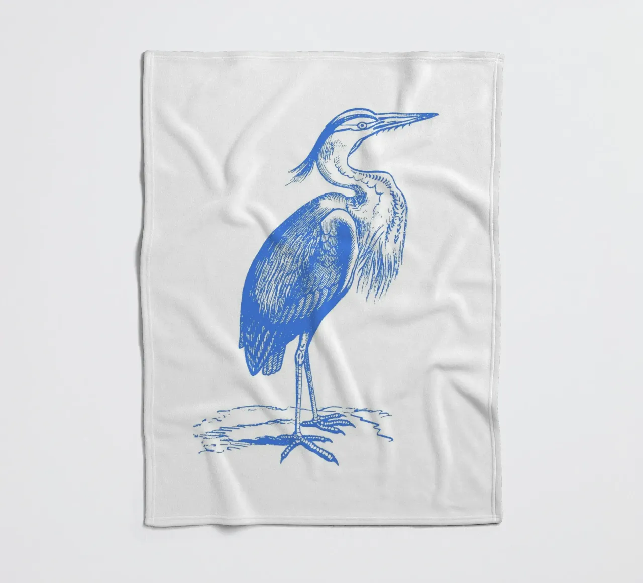 Elegant Blue Heron - Coastal Wildlife Etching Art fleece blanket by NorwesClub