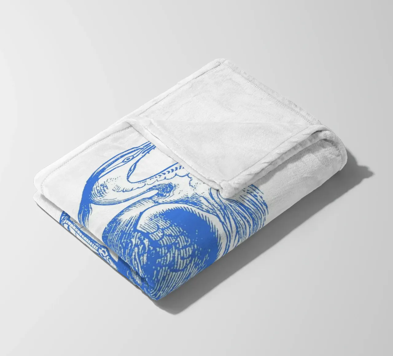 Elegant Blue Heron - Coastal Wildlife Etching Art fleece blanket by NorwesClub