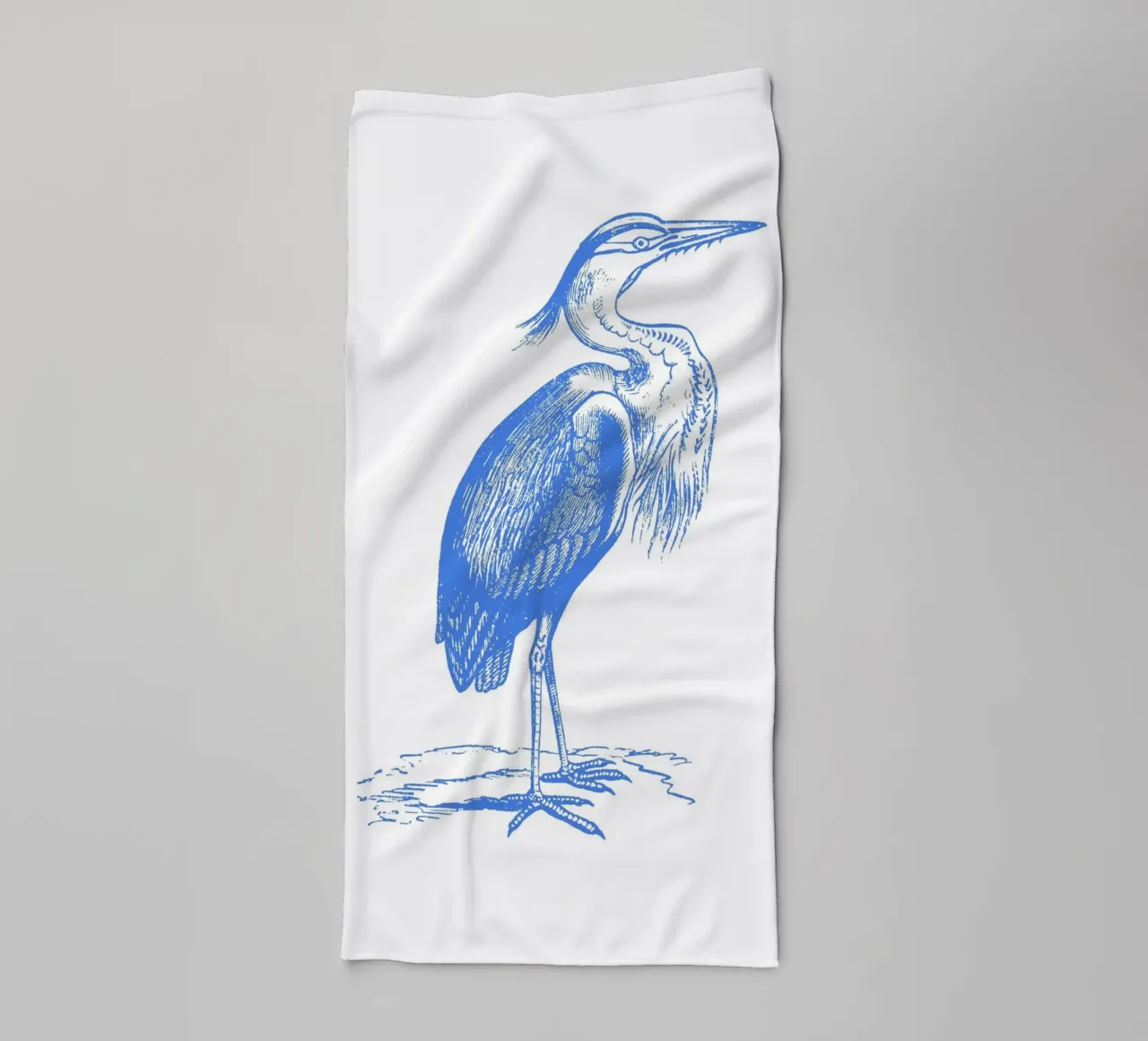 Elegant Blue Heron - Coastal Wildlife Etching Art (Gravure à l'eau forte) serviette de bain de NorwesClub