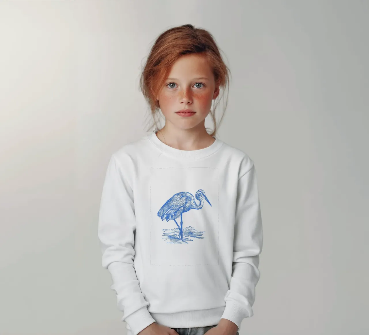 Grazioso airone azzurro - Acquaforte di uccelli costiera felpa bambino da NorwesClub
