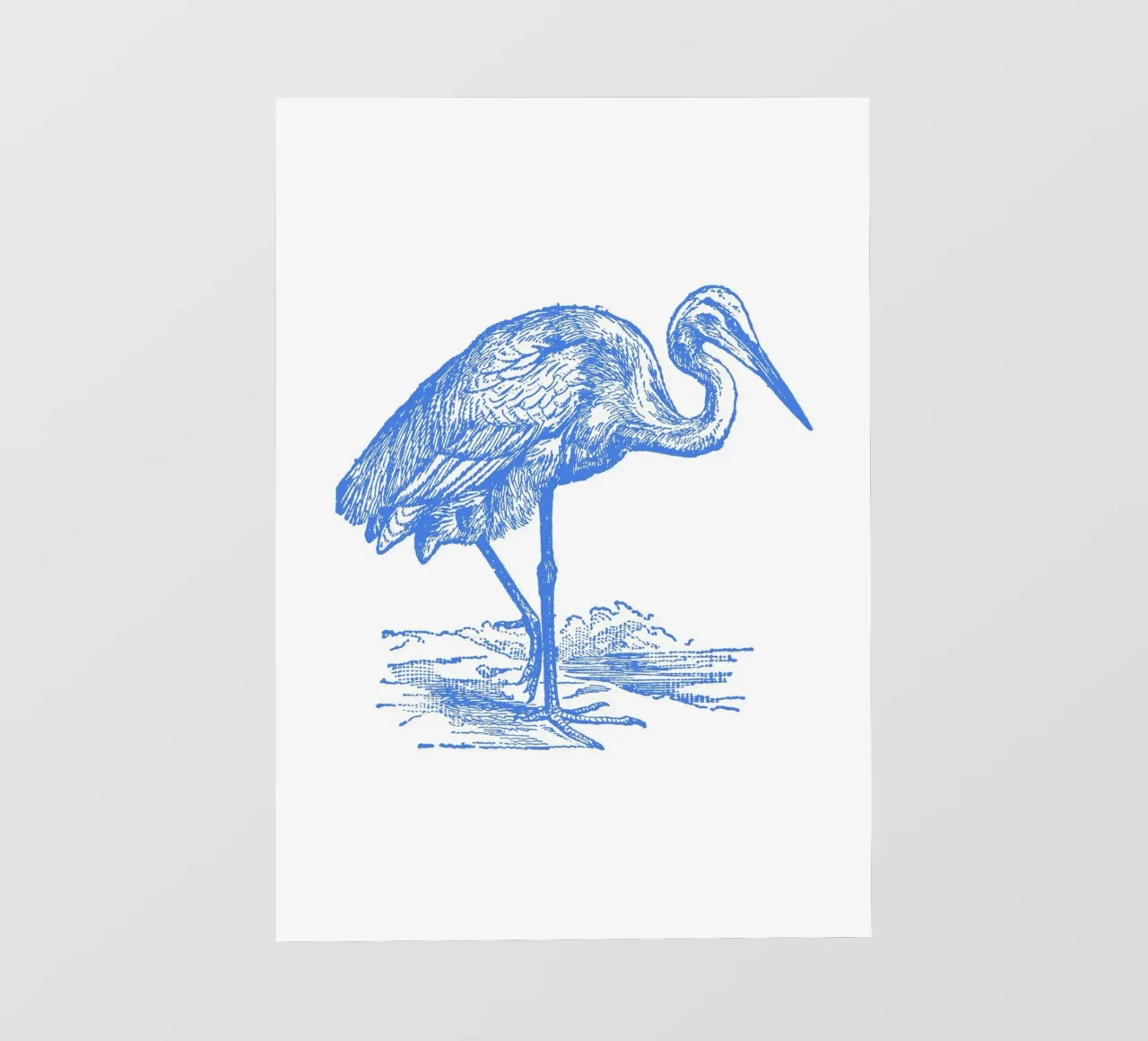Graciosa garza azul - Arte del grabado de aves costeras lonas publicitarias de NorwesClub