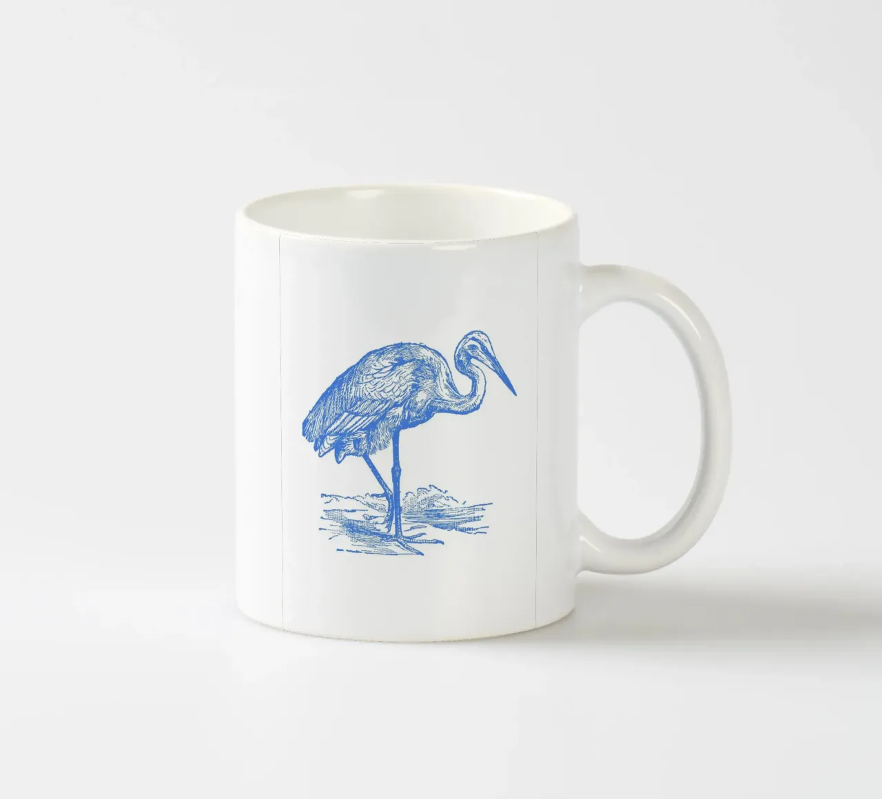 Grazioso airone azzurro - Acquaforte di uccelli costiera tazza in ceramica da NorwesClub