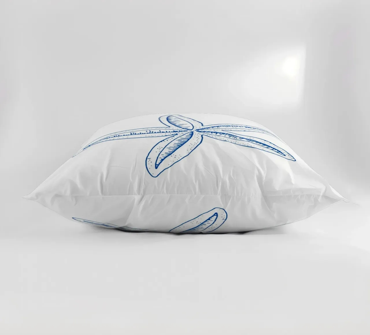 Coastal Starfish Etching - Ocean Blue Marine Art Print decorative cushion by NorwesClub