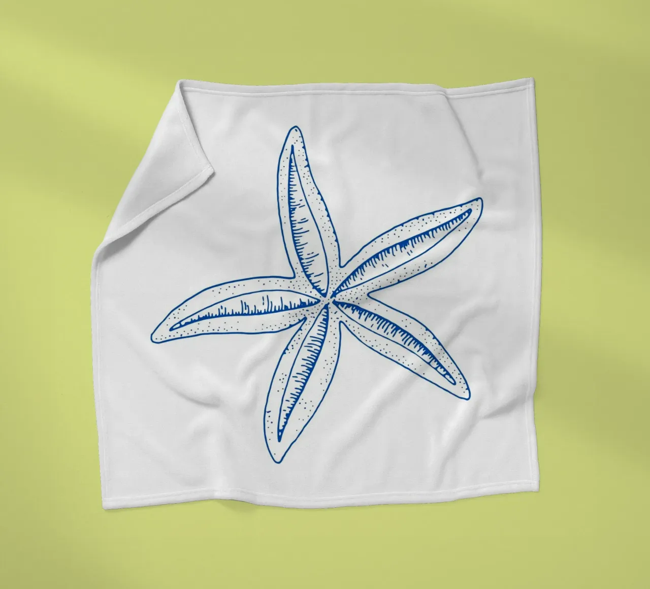 Coastal Starfish Etching - Ocean Blue Marine Art Print fleece blanket by NorwesClub