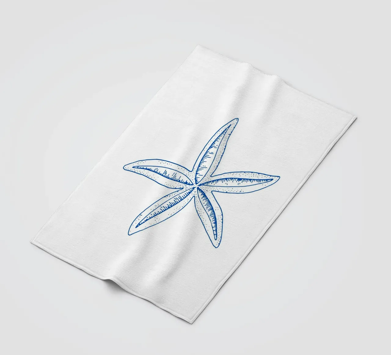 Coastal Starfish Etching - Ocean Blue Marine Art Print fleece blanket by NorwesClub