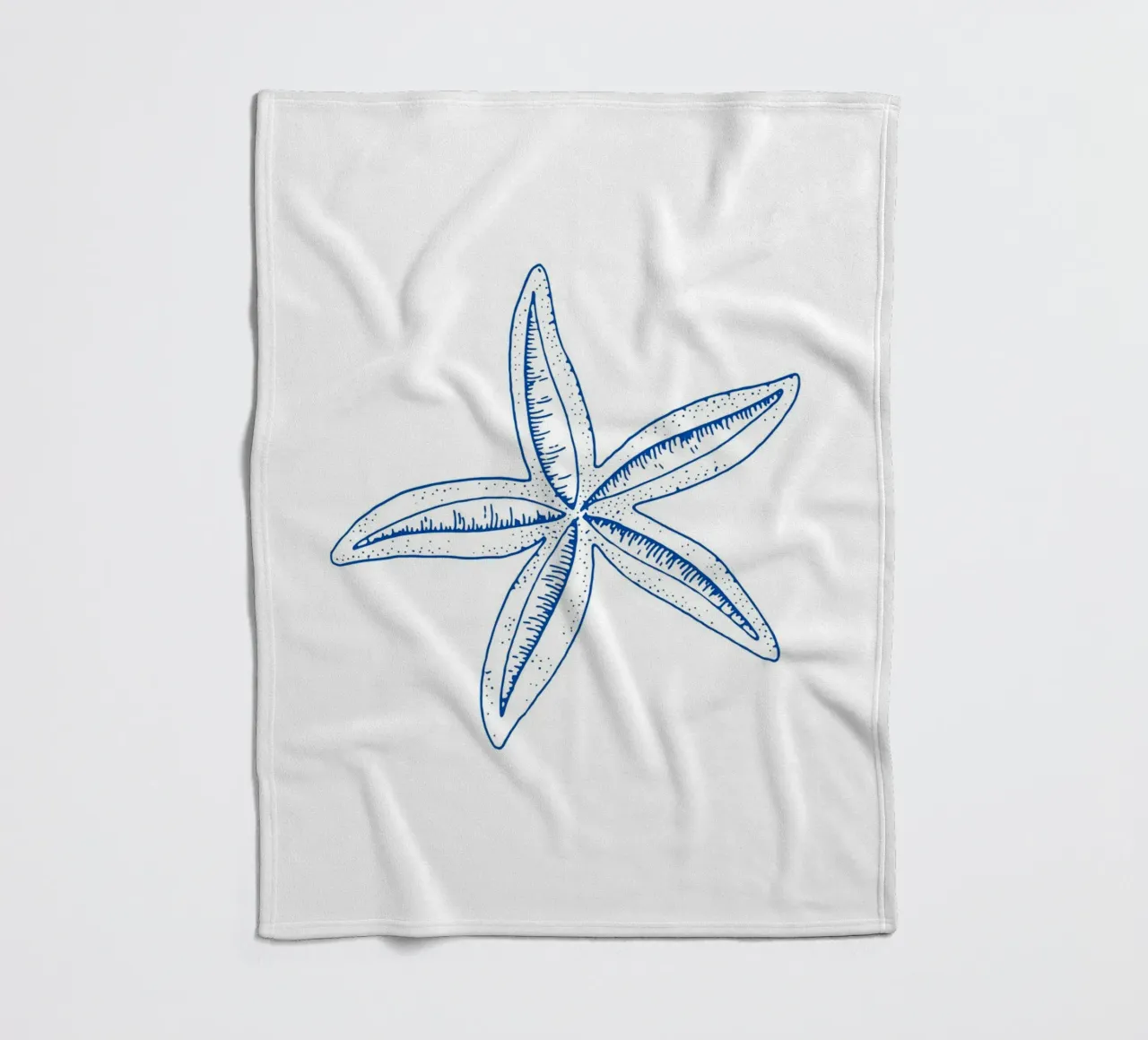 Coastal Starfish Etching - Ocean Blue Marine Art Print fleece blanket by NorwesClub