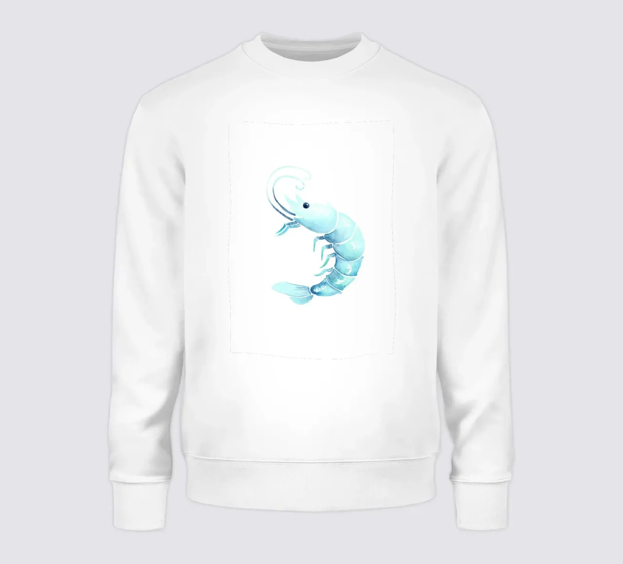 Delicate Blue Shrimp - Coastal Watercolor Marine Art sweatshirt by NorwesClub