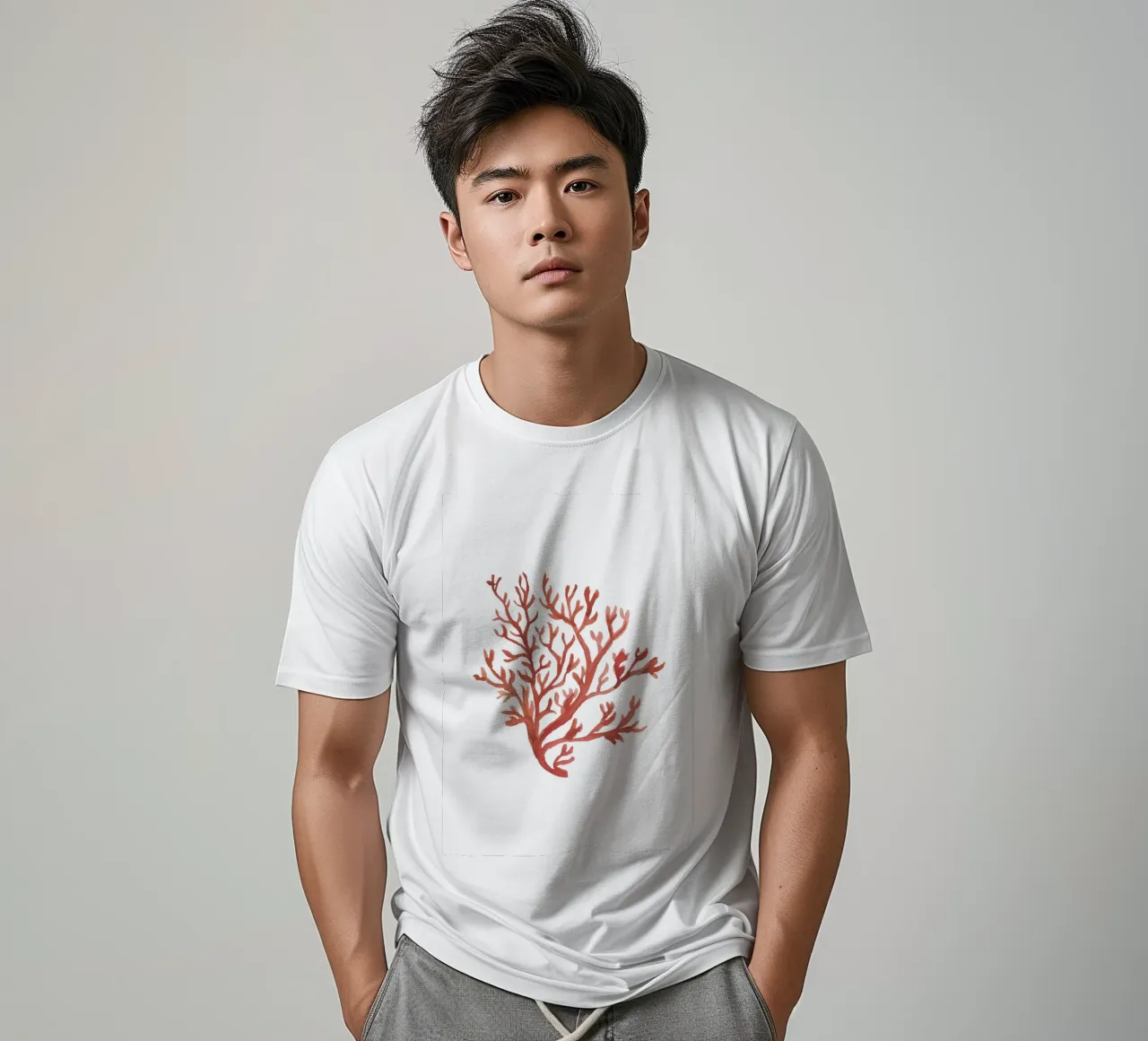Corallo rosso rustico - Arte delle alghe acquerellate costiere t-shirt da NorwesClub