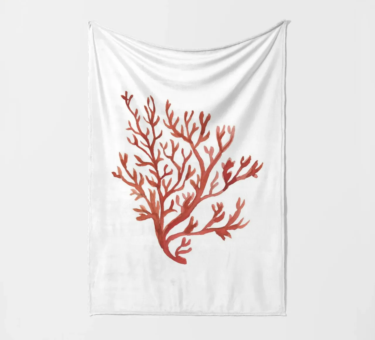 Corallo rosso rustico - Arte delle alghe acquerellate costiere coperta in pile da NorwesClub
