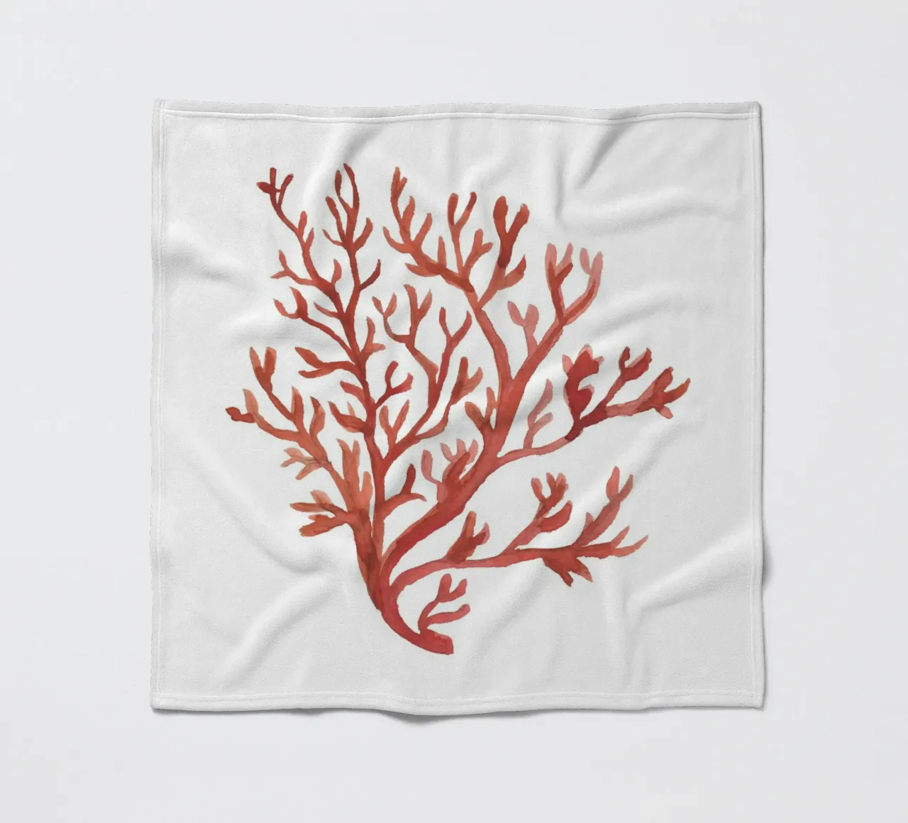 Corallo rosso rustico - Arte delle alghe acquerellate costiere coperta in pile da NorwesClub