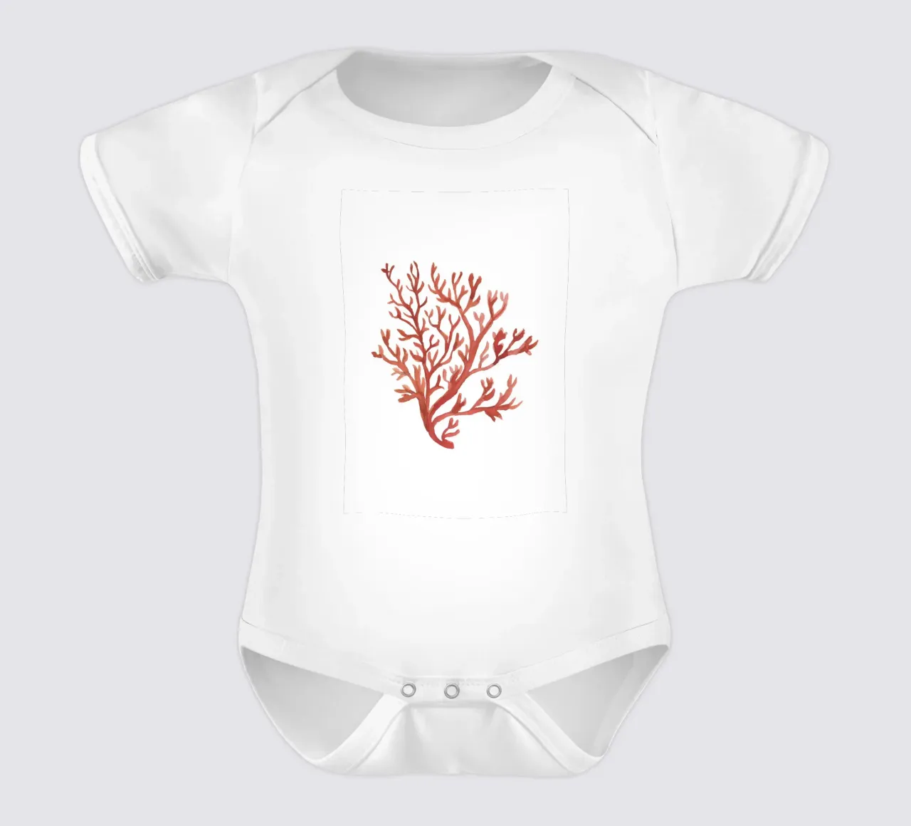 Corallo rosso rustico - Arte delle alghe acquerellate costiere body neonato maniche corte da NorwesClub