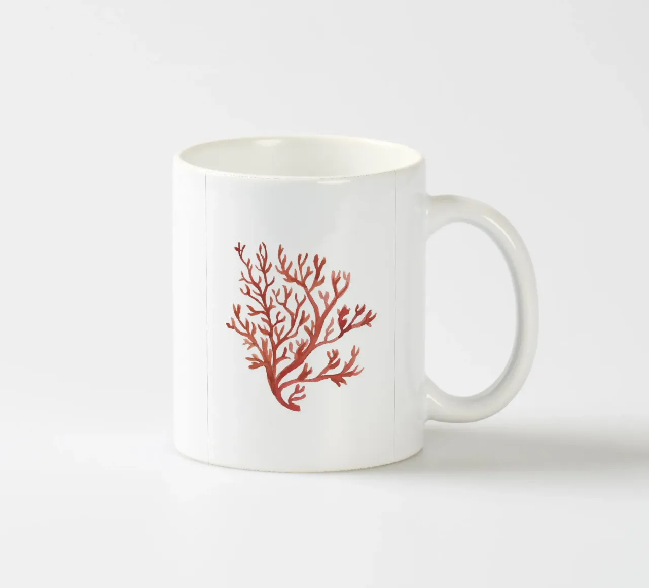 Corallo rosso rustico - Arte delle alghe acquerellate costiere tazza in ceramica da NorwesClub