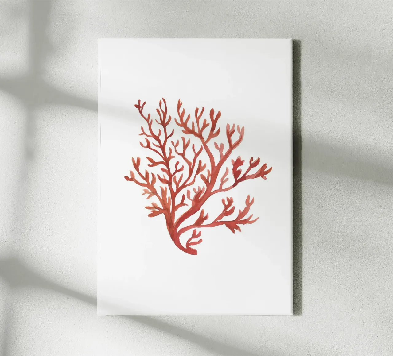 Rustiek Rood Koraal - Kustwaterverf Zeewier Kunst canvas met Baklijst van NorwesClub