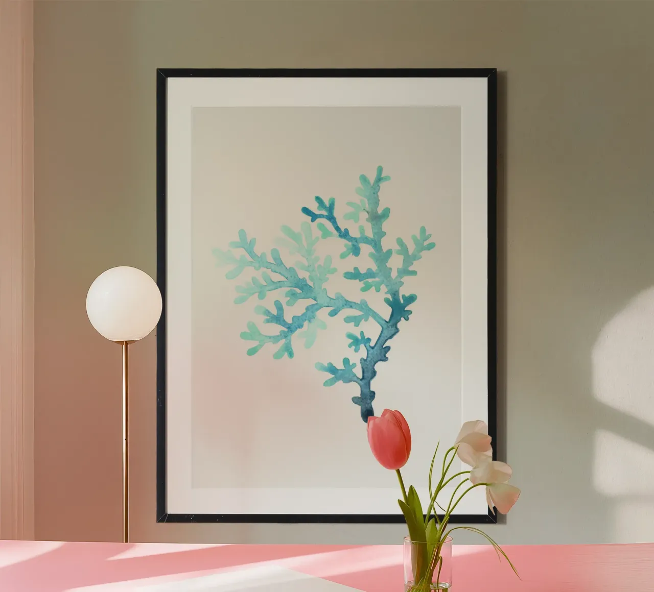 Abstract Blauw Koraal - Kustwaterverf Rif Kunst poster van NorwesClub