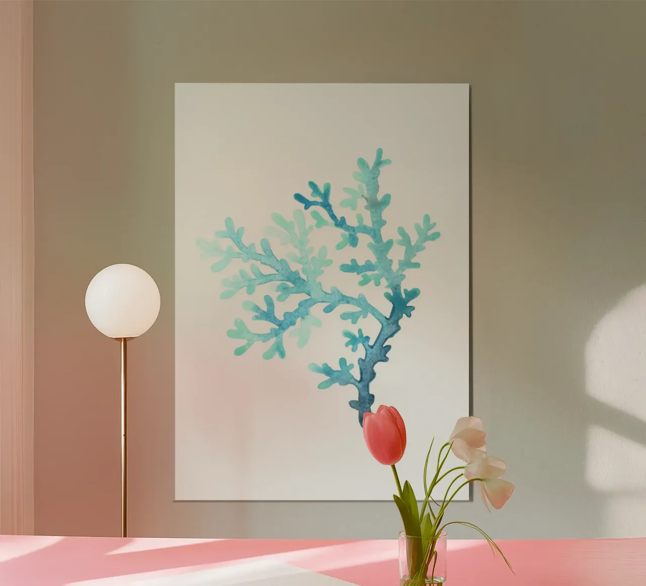 Abstract Blauw Koraal - Kustwaterverf Rif Kunst poster van NorwesClub