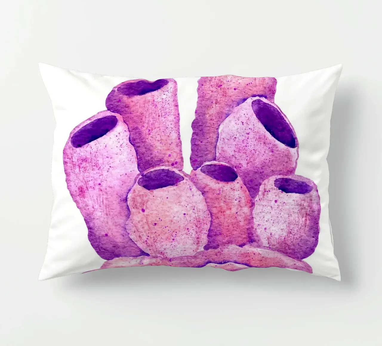 Corallo tubolare rosa e viola - Cluster di scogliera acquerellata cuscino da NorwesClub