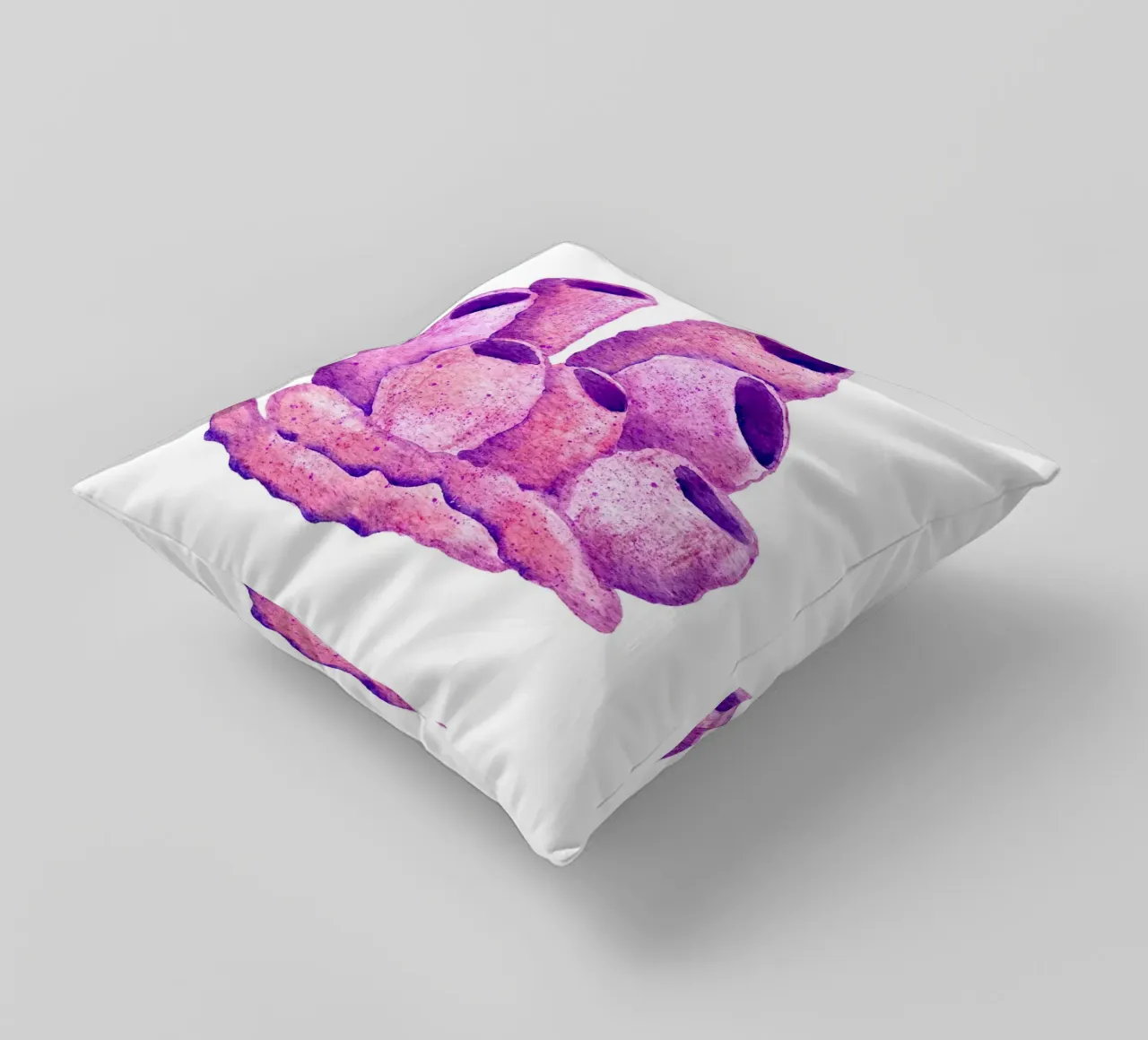 Corallo tubolare rosa e viola - Cluster di scogliera acquerellata cuscino da NorwesClub